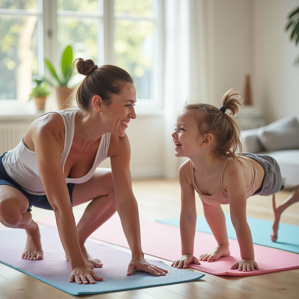 Family in yoga pose together